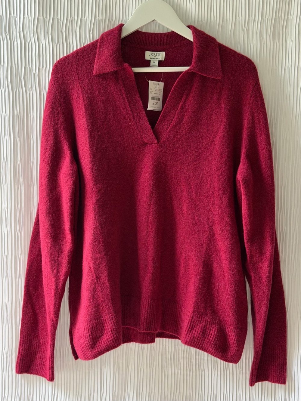 J. Crew Sweater-Polo with Extra Soft Yarn | Bright Burgundy | M | NWT